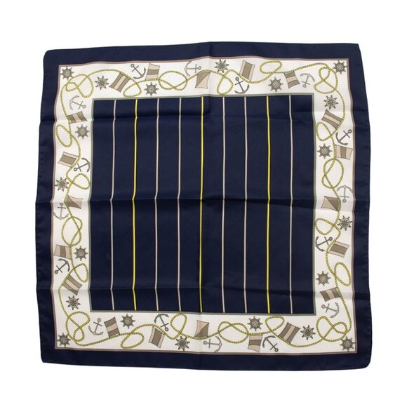 Nautical Themed Vintage 1990s Silk Scarf Square 20" - Picture 1 of 6